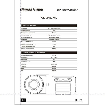 Blurred Vision Audio KNOCKOUT SERIES BV-3STACK8.4 8"