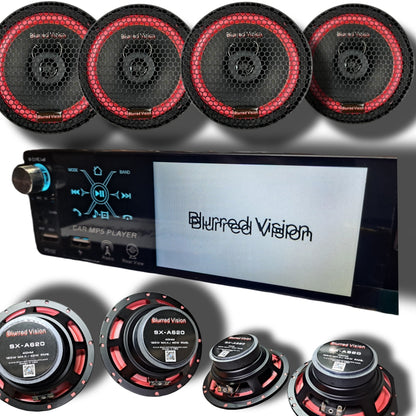 Blurred Vision Audio (1)BV-MP5-P5132BT Single Din Touchscreen With (4) BV SX-A620 6.5 Speakers Package